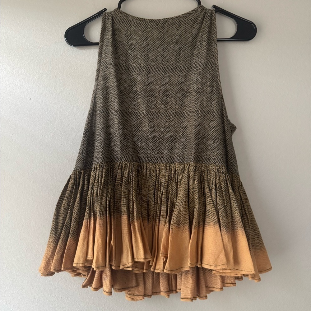 Anthropologie peasant Embellished Gray and Brown Peplum Tank Top - Picture 4 of 5